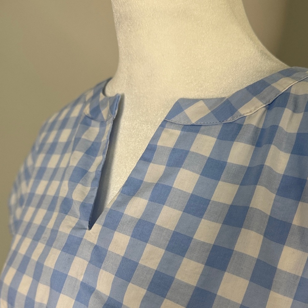Kim Rogers Light Blue and White Gingham Tie-Front Blouse - Picture 4 of 5